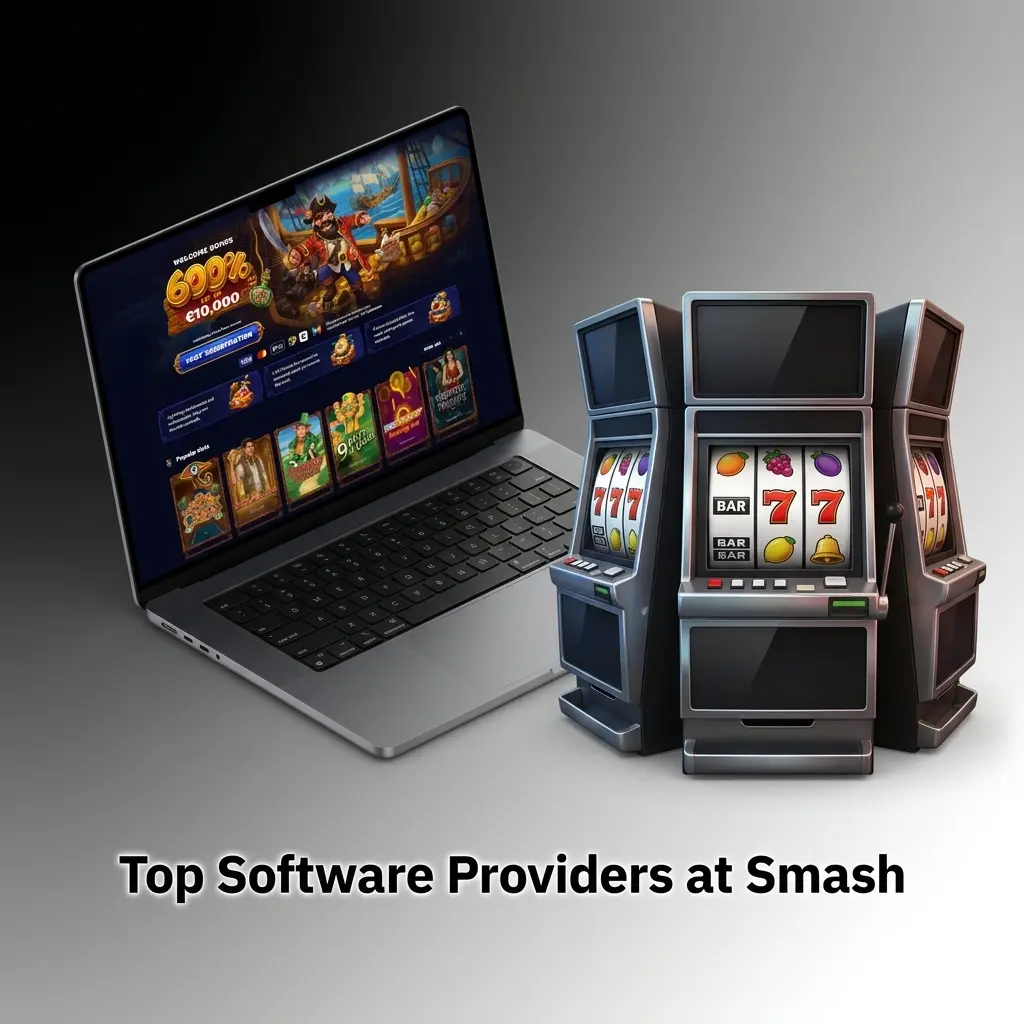 Smash casino software providers including Pragmatic Play, NetEnt, Play'n GO and Push Gaming logos