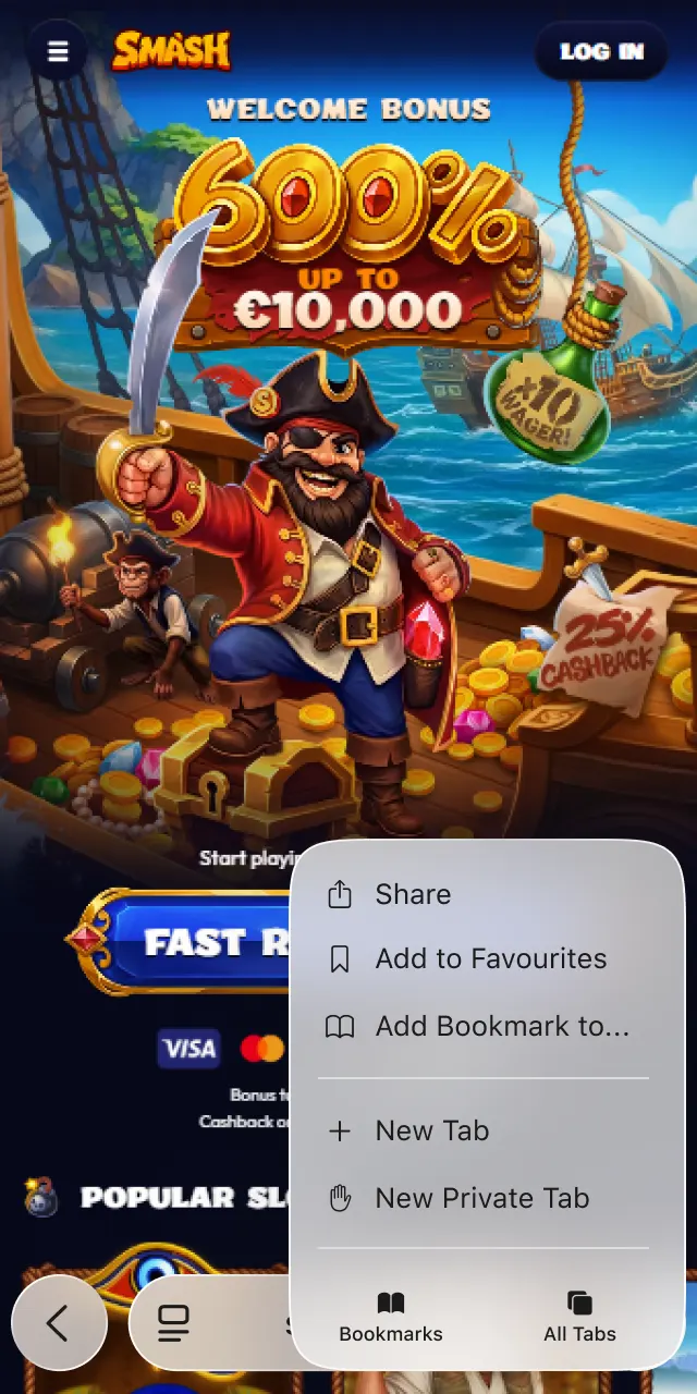 Tap the standard share button located at the bottom of your Safari browser window.