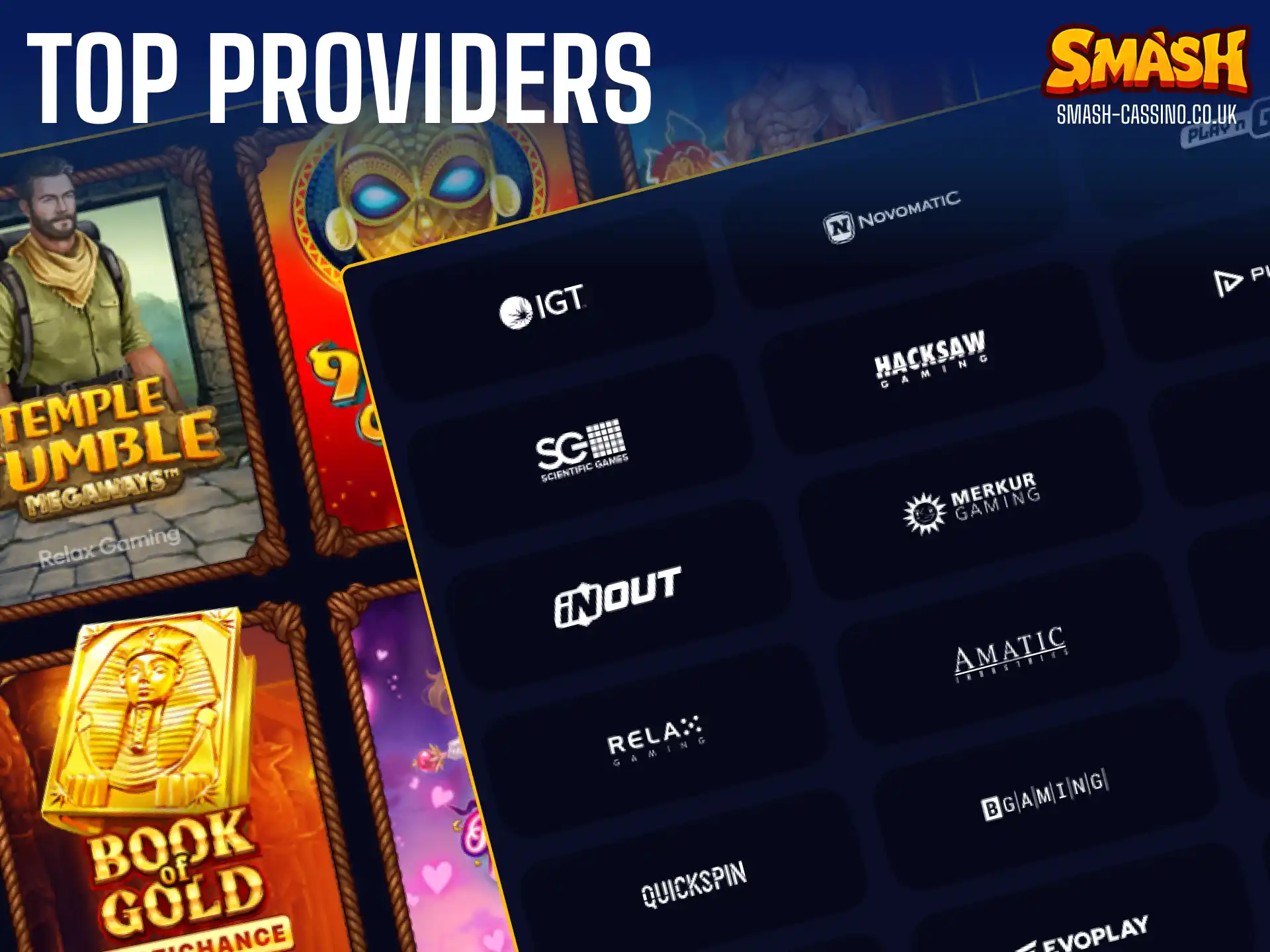Discover top-rated online casino software and game providers at Smash UK.
