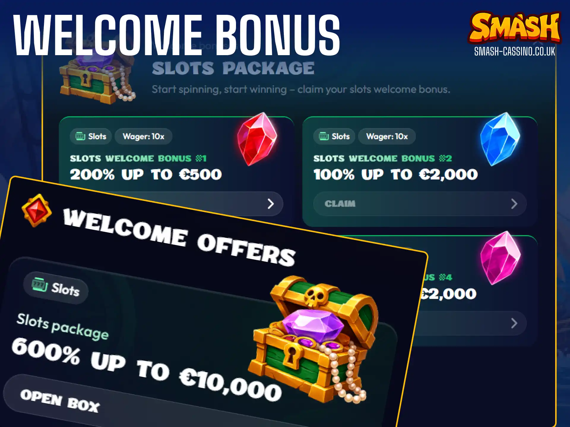 Claim your exclusive online casino welcome bonus as a new player at Smash UK.