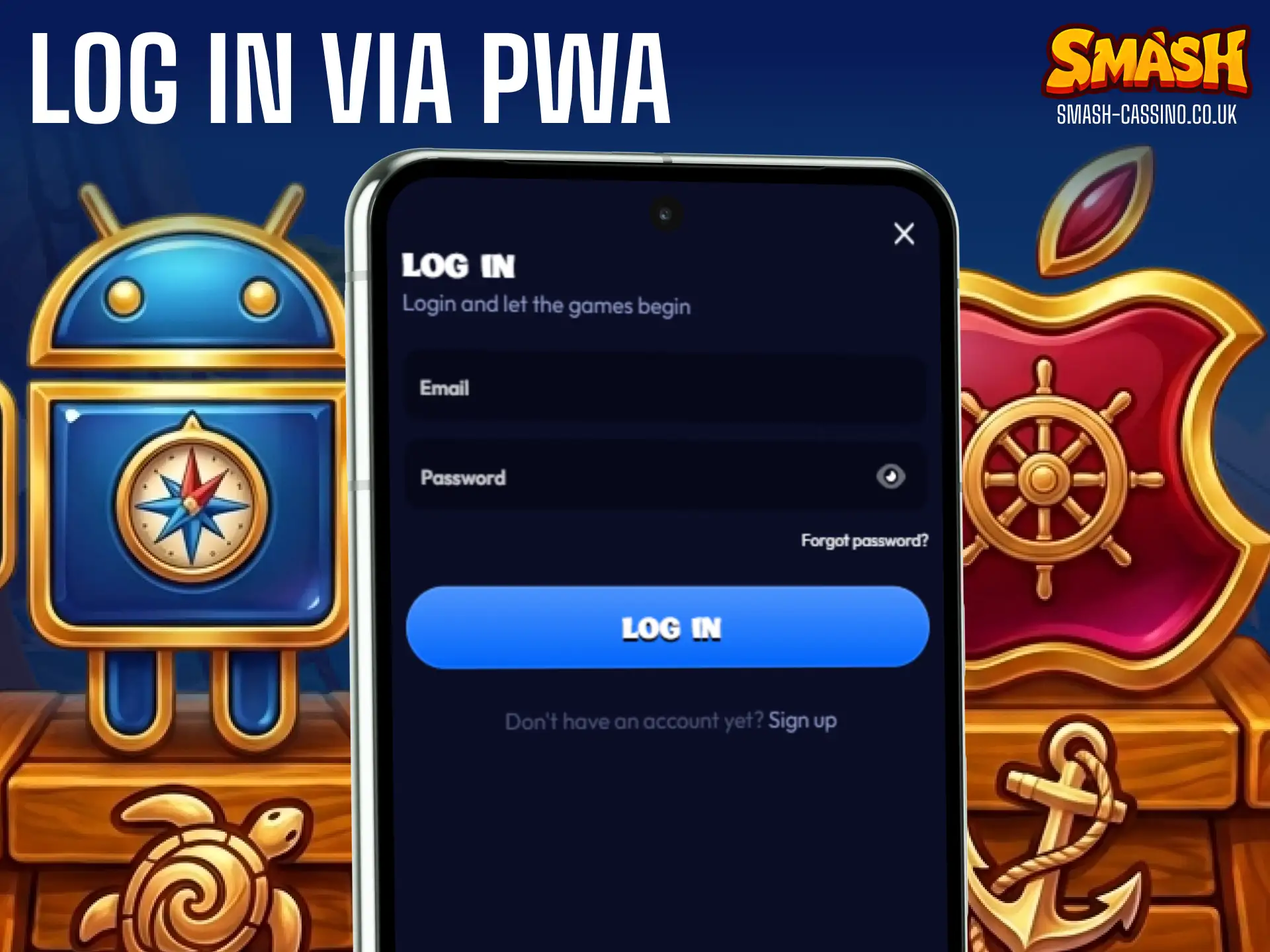 Sign in to your Smash account using the mobile progressive web app on your smartphone.