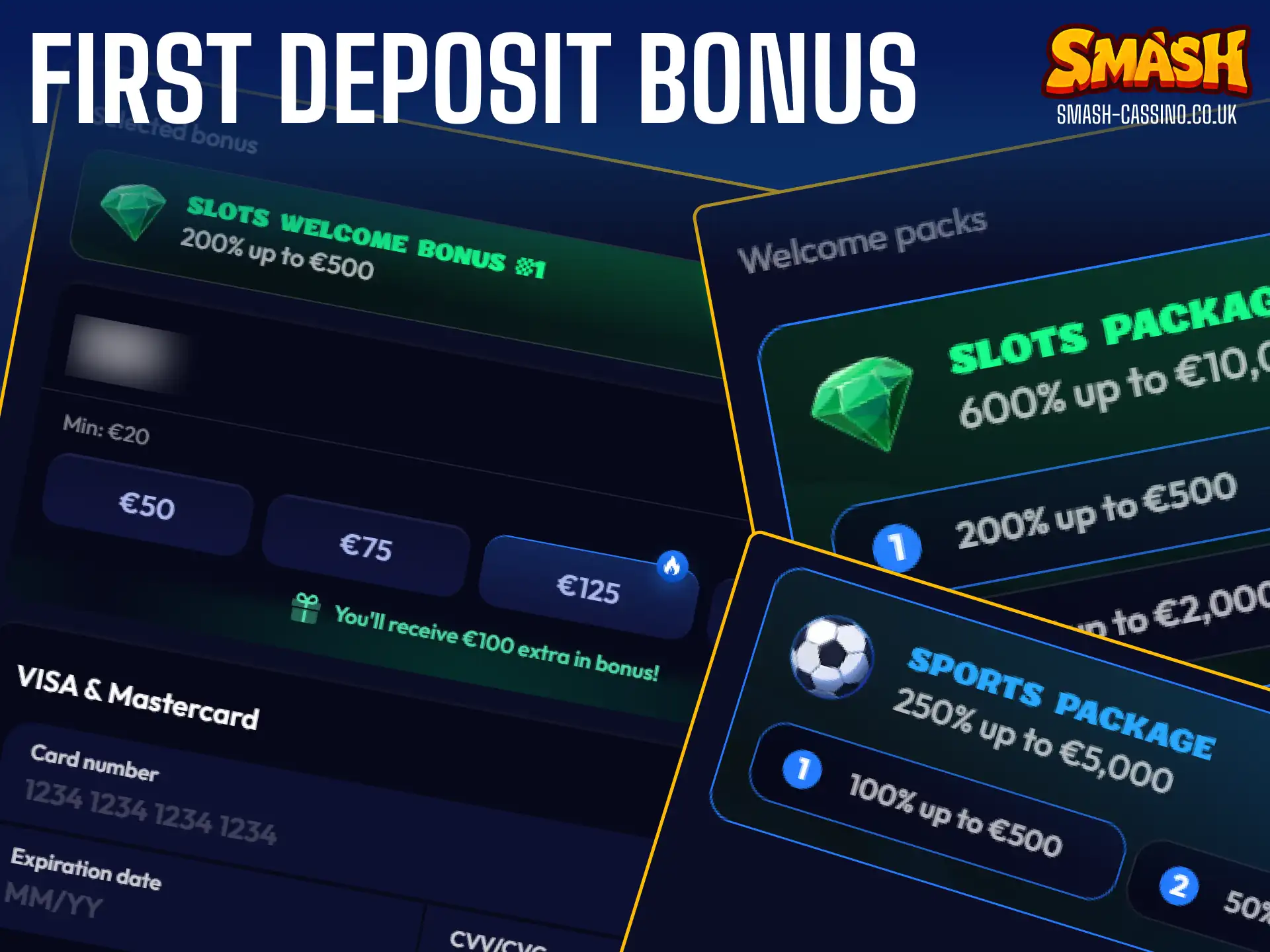 Claim an exclusive first deposit bonus for new UK players on the Smash platform.