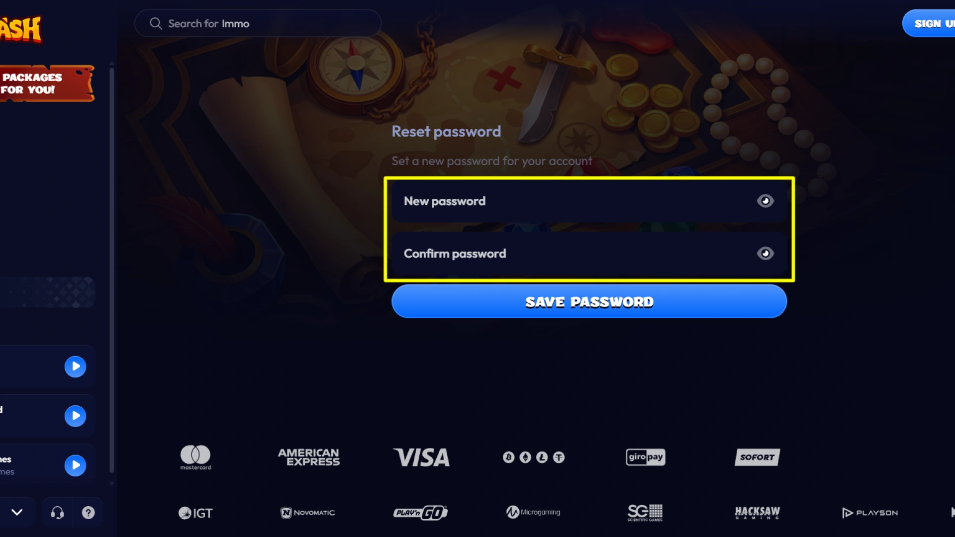 Create and confirm a secure new password for your Smash United Kingdom account.