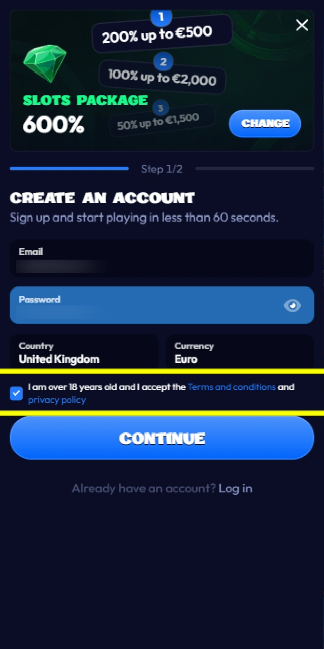 Confirm the terms and conditions to complete your user profile on the Smash platform.