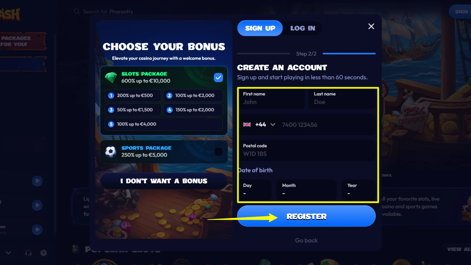 Fill in your personal details to successfully complete your Smash registration.