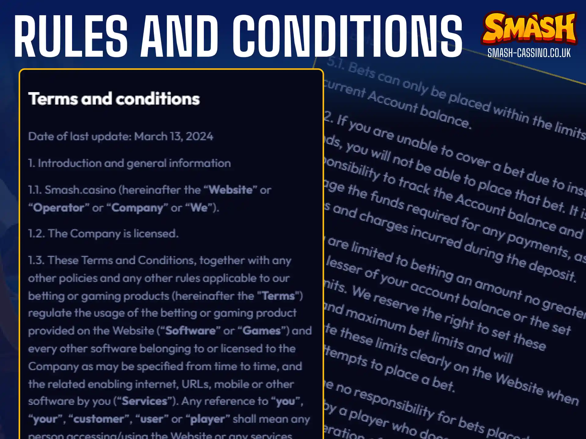 Read the official terms, user agreements, and rules for using the Smash platform.